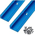 HOTTARGET Aluminum 48 Inch T-Track with Wood Screws–Double Cut Profile Universal with Predrilled Mounting Holes -Woodworking 