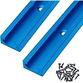 HOTTARGET Aluminum 48 Inch T-Track with Wood Screws–Double Cut Profile Universal with Predrilled Mounting Holes -Woodworking 