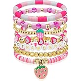 Artlunar Strawberry Charm Bracelet for Girls, Bracelets Stackable Beaded Stretch Bracelets Jewelry Gift for Girls, Teens, Best Friends Adjustable, Hypoallergenic