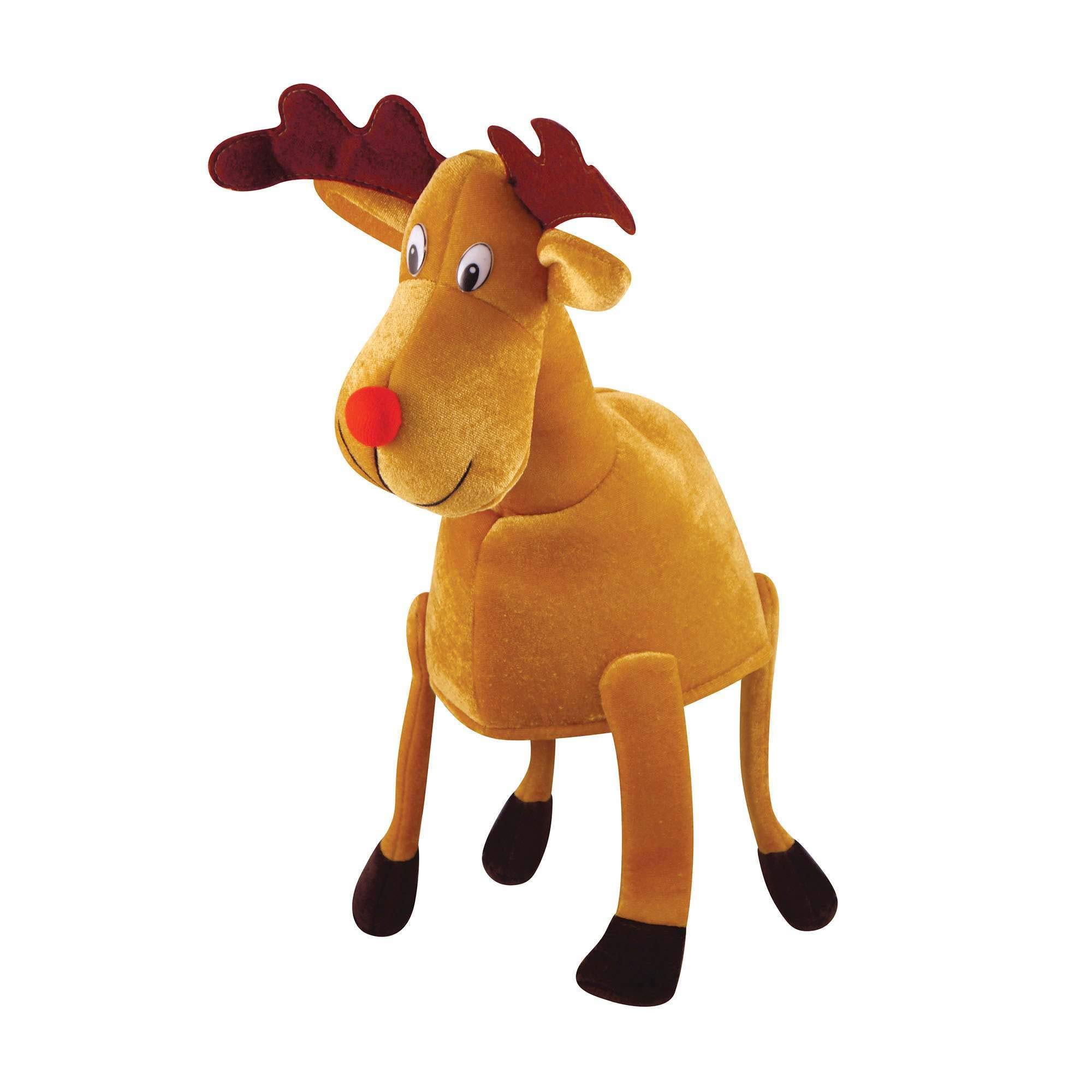 HENBRANDT Single Adult Red-Nosed Reindeer Christmas Hat with Dangling Legs Funny Hat Plush Novelty Secret Santa Gifts Joke Party Headwear Fancy Dress Costume Accessory for Men and Women