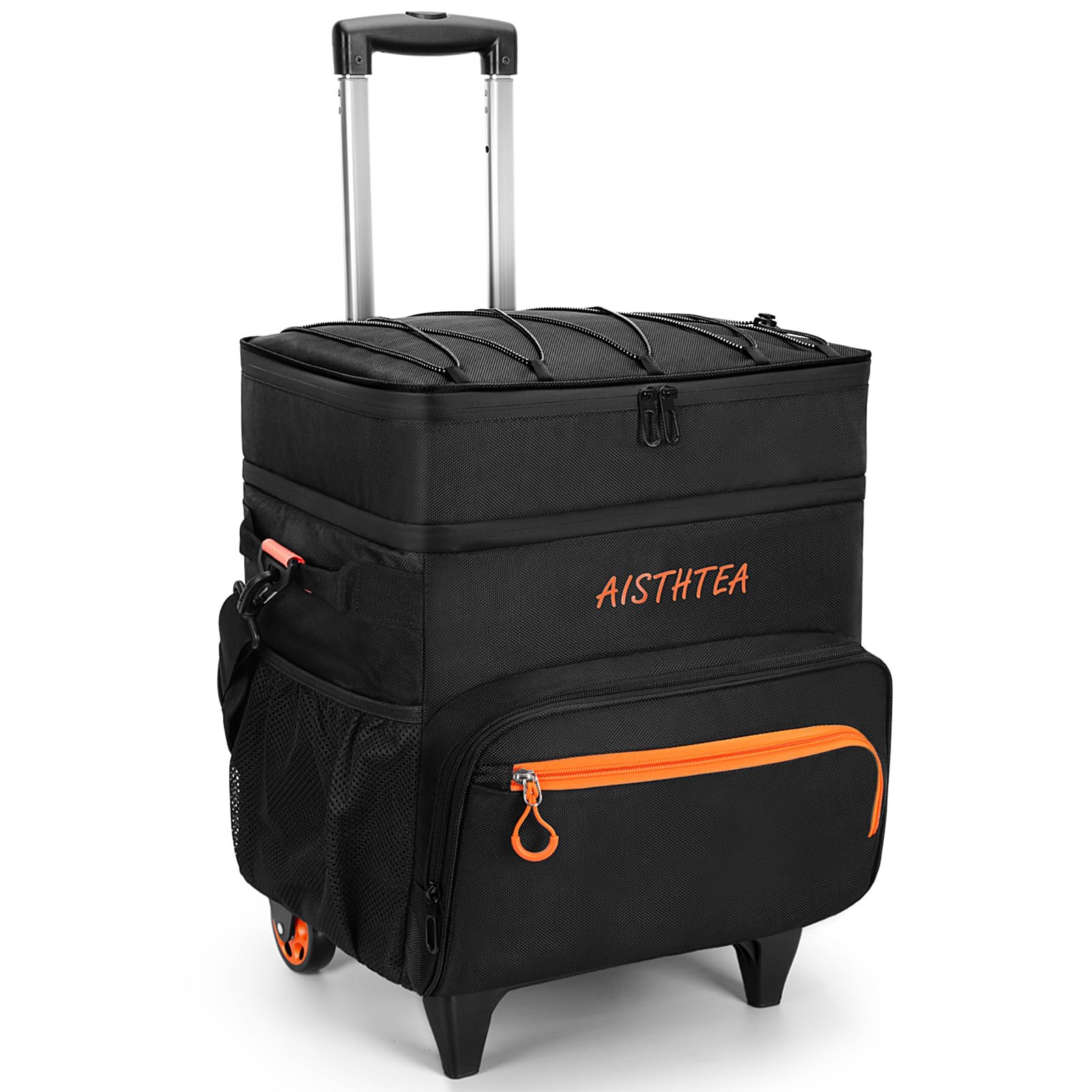 Photo 1 of Rolling Cooler with Wheels and ???? Handle, ??+ Can Leakproof Soft Sided Travel Cooler, Double Deck & Enhanced Stability Wheeled Cooler, Insulated Cool Bag for Camping,Grocery,Beach,Outdoor