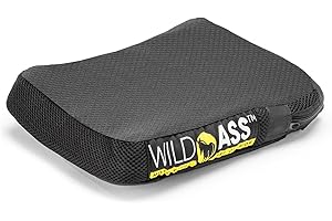 Wild Ass Motorcycle Air Gel Seat Pillion-Classic Cushion - Ergonomic Air Adjusted Pad with Cover, Straps - Ultimate Passenger Comfort & Relief, Cool Flow Motorcycle Accessories for Long Rides - Black