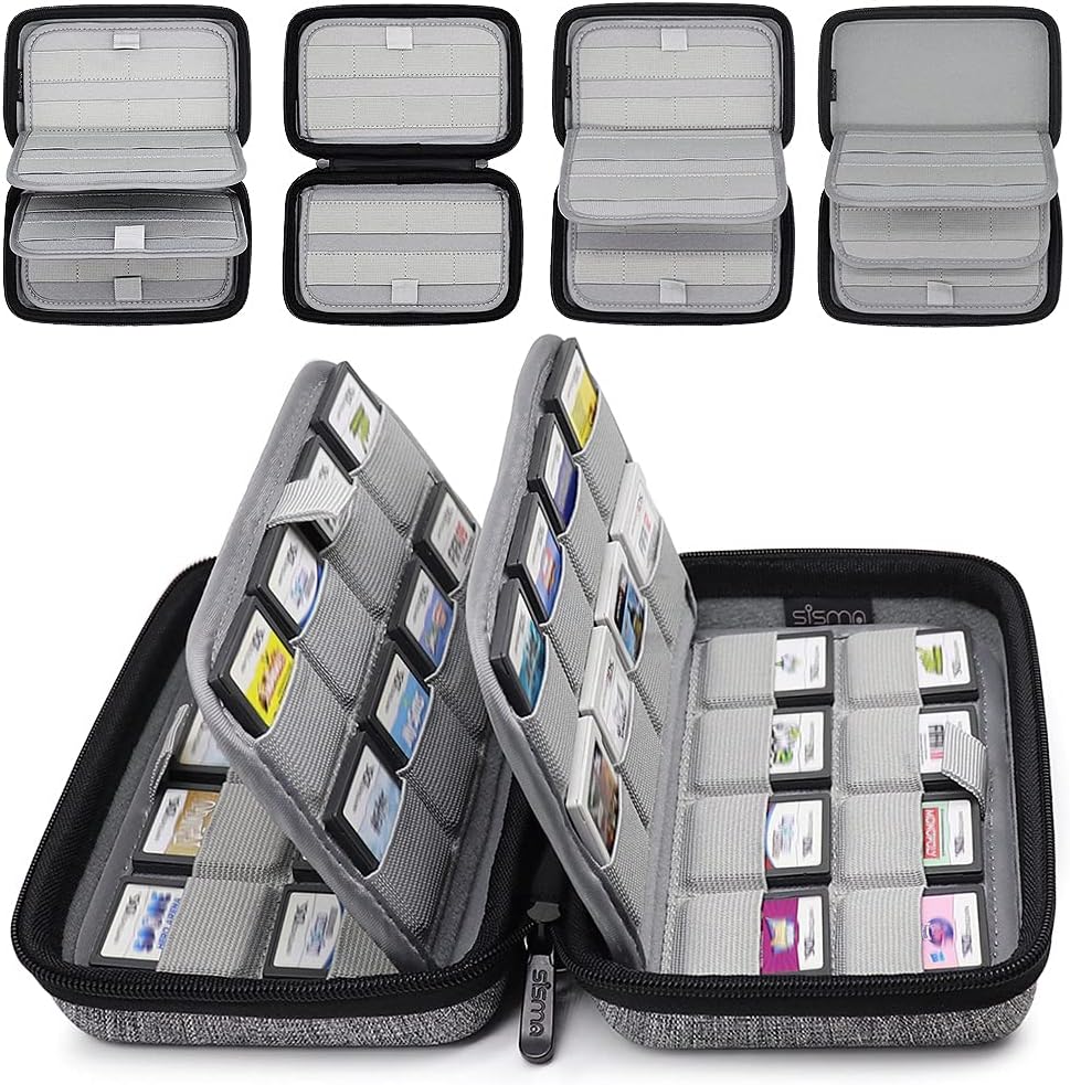 Sisma 64 Game Cartridge Holders Storage Case for Nintendo 3DS 2DS DS Game Cards - Grey