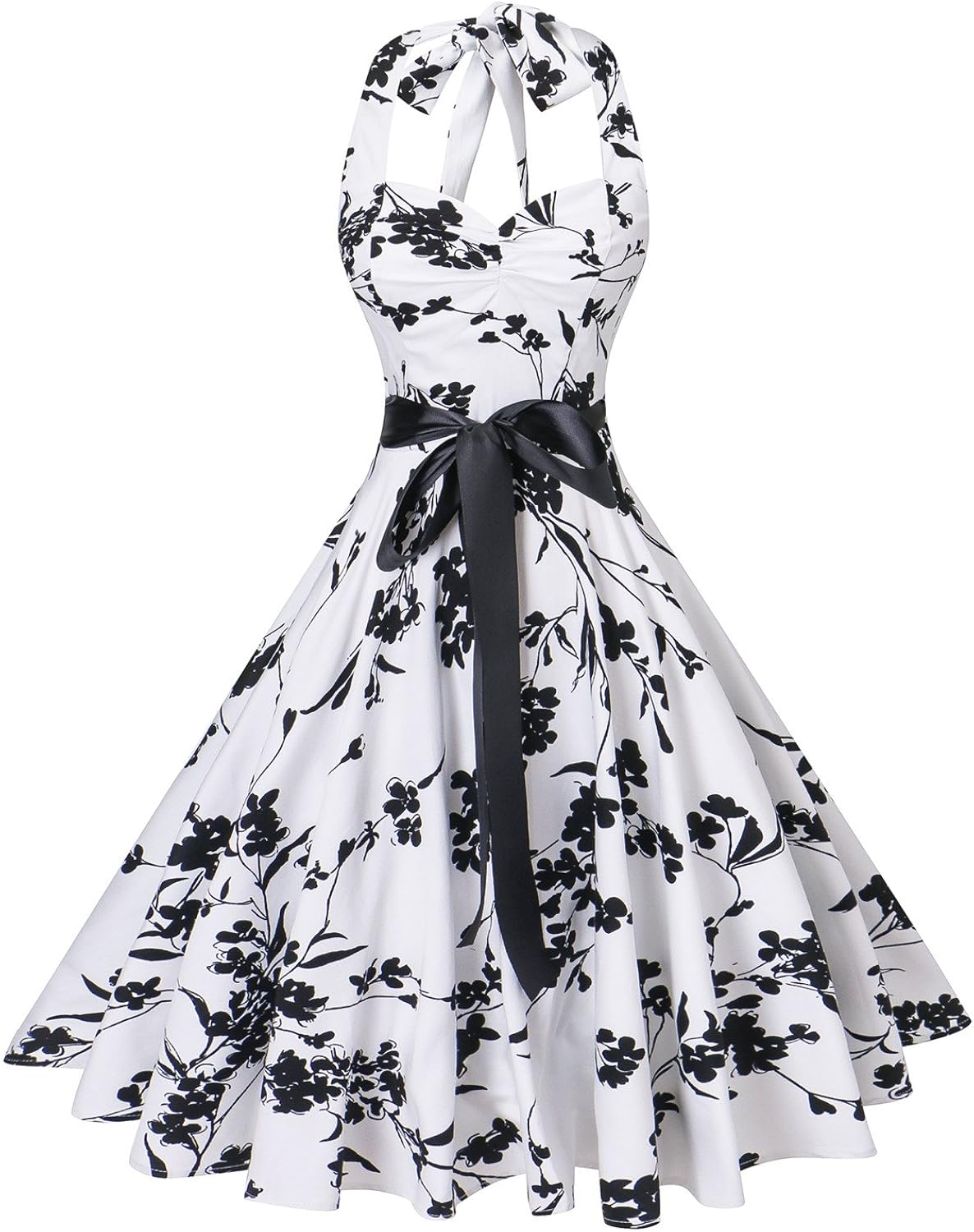 V Fashion Women's Rockabilly 50s Vintage Polka Dots Halter Cocktail Swing Dress