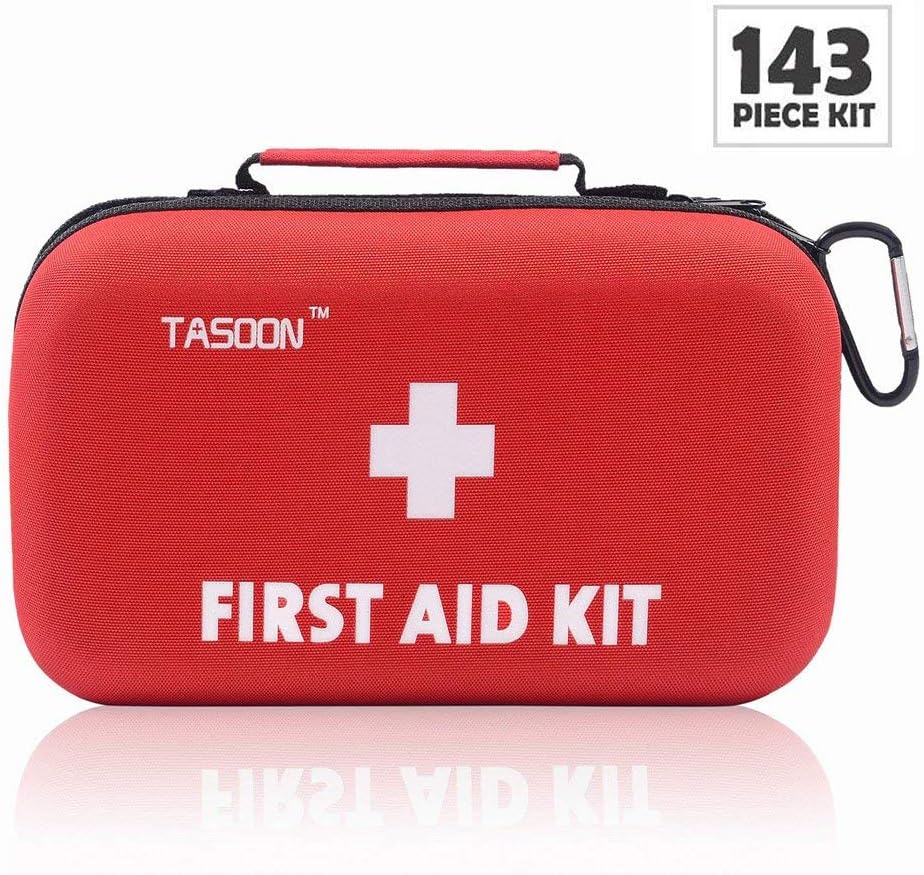 Compact First Aid Kit 143 Piece Hard Case for Car, Work, Home, Business, Outdoors, Camping, Hiking and Survival