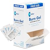 Globe First Aid Burn Gel With Aloe, Box of 144 Single Use Packets | Lidocaine Formula, Minor Burn Care, Individual Packets, Portable Supply, First Aid Kit Essential, Easy Application