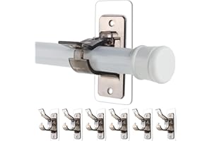 ANTIMBEE 6-Pack No Drill Needed Curtain Rod Holders Brackets, Self Adhesive Rod Holder Hooks, Multipurpose Nail Free Stick on Curtain Rod Hooks-Transparent Black