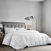 HOMBYS Feather and Down Comforter, Oversized King Comforter 120 x 120, White Extra Large Duvet Insert for All Season, 100% Cotton Cover Down Proof with Corner Tabs