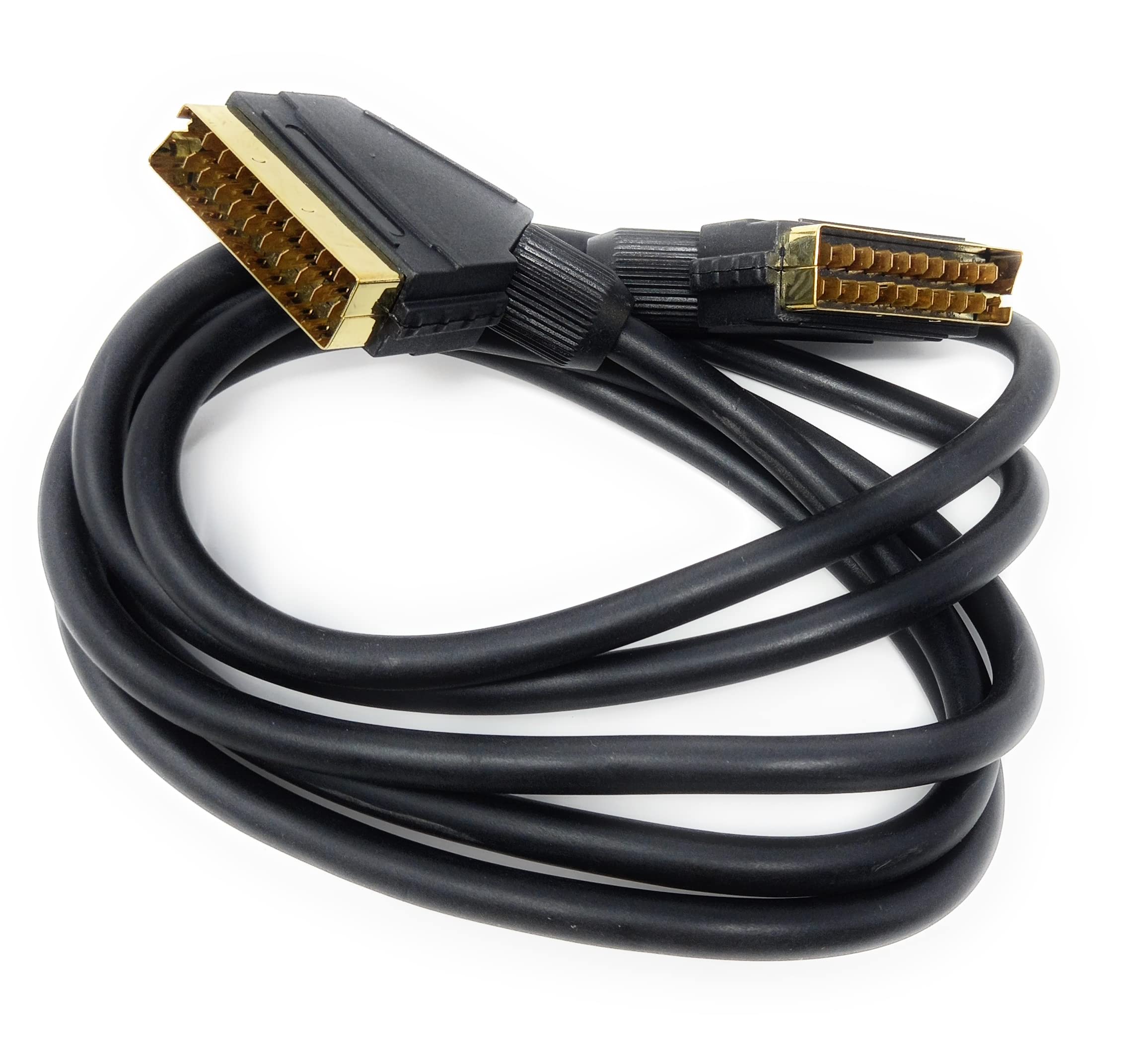 DRUT 2m Scart to Scart Cable Lead, 21 Pin Male to Male (Plug to Plug) RGB Cord for TV, VCR, DVD Player Gold Plated 6.5ft