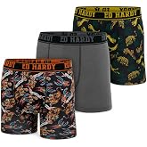 ED HARDY Boys Boxer Briefs Multipack Performance Underwear, Breathable Stretch Fabric, Tattoo Skull Graphic Designs