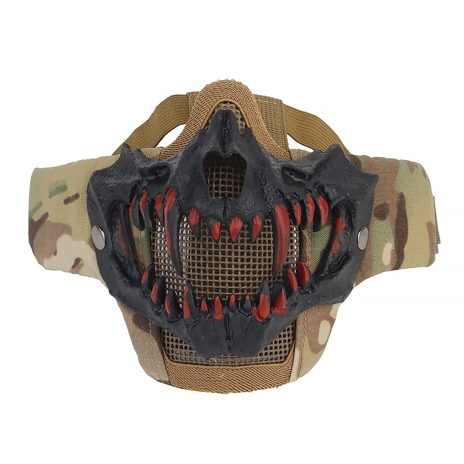 Yzpacc Airsoft Half Face Masks Tactical Face Protection Mesh Mask for Halloween Cosplay Paintball CS Hunting Cosply