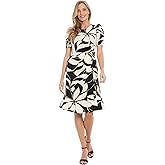 London Times Women's Knee-Length Fitted Puff Sleeves-Ruched Waist Detailing-Elegant Cocktail Dress