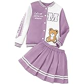 PureChapter Girls Clothes Outfit Set Baseball Jacket and Skirt 2 Piece Winter Outfit