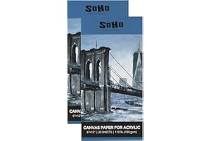 SoHo Urban Artist Acrylic Canvas Pads - Textured Canvas Paper Pad for Painting, Drawing, Pastels, Travel, & More! - [2-Pack - 6x12]
