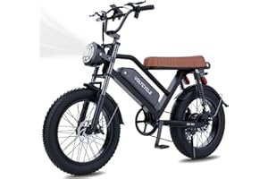 USHJNV Electric Bike for Adults 1500W Motor with 48V/18.2Ah Removable Battery, 20" Fat Tire Electric Bike 28MPH Top Speed 7 Speed Gears, Dual Shock, Hydraulic Suspension, E Bikes for Adults