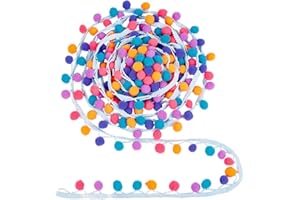 PH PandaHall 6.5 Yards Pom Poms Ball Fringe Trim Colorful Trim Fringe Pompoms Ribbons Sewing Ribbon Tassel Lace Ribbon for Se