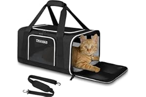 Petskd Pet Carrier 17x11x9.5 Alaska Airline Approved,Pet Travel Carrier Bag for Small Cats and Dogs, Soft Dog Carrier for 1-10 LBS Pets,Dog Cat Carrier with Safety Lock Zipper(Black)