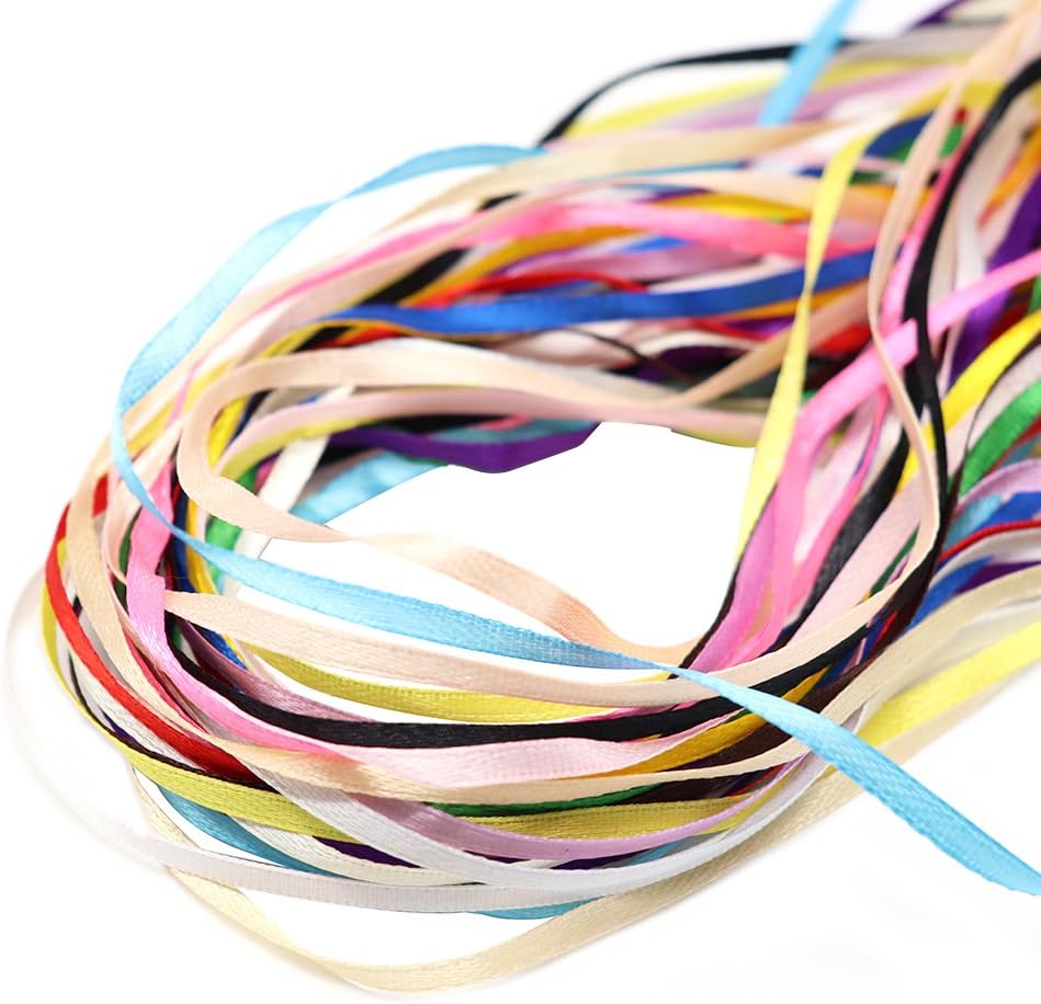 34y/lot(2y/color) 1/8" 3mm Mixed 17 colors Satin Ribbon