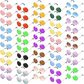 Kanayu 50 Pairs Round Hippie Sunglasses Bulk Circle Colored Disco Glasses Groovy 70s Sunglasses for Party Women Men