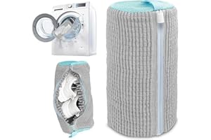 DX Grandway 2 Pcs Shoe Washing Machine Bags, XXL Shoe Laundry Bags for Washer Dryer, Sturdy Zipper with Hook Design, Sneaker Dry Bags Included, Reusable Washing Bag for Sneaker, Tennis, Gray 1pc