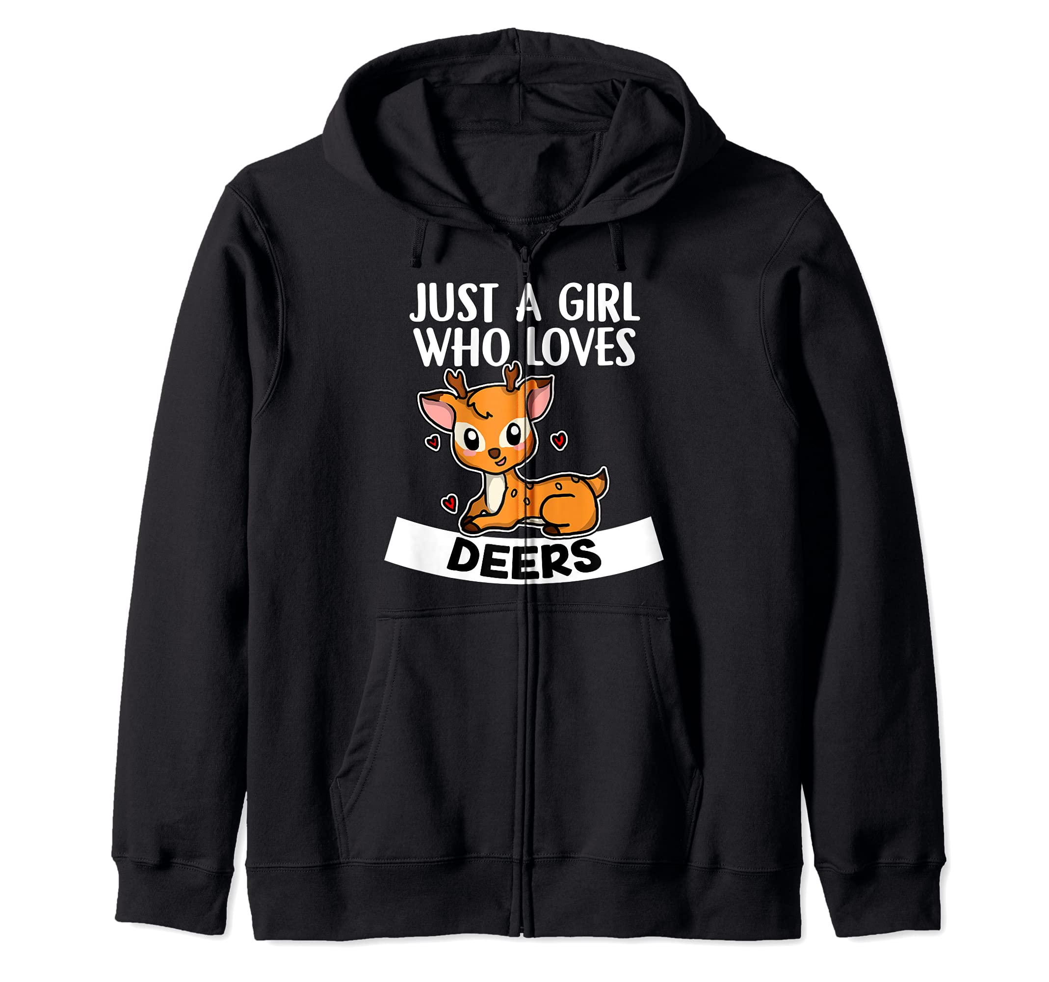 Just A Girl Who Loves Deers Cute Fawn Deer Costume Zip Hoodie