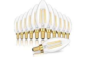 GOBRIGHT Dimmable E12 Candelabra LED Light Bulbs 60 Watt Equivalent, 6W 630LM Chandelier Light Bulb 2700K Soft Warm White, Vintage LED Filament Clear Glass Candle Light Bulbs, 90+ CRI, No Flicker, 12-Pack