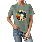 Nicetage Women Vintage Space Shuttle Graphic T-Shirt NASA Letter Print Shirt Casual Tee Tops