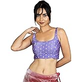 FIGURE'S DESIGNER Women's Sleeveless Square Round Neck Sequin Embroidered Readymade Saree Blouse E8