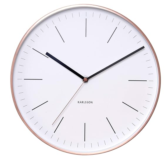Karlsson Wanduhr Minimal Weiß Mit Rahmen Kupferfarben, Metall, White 5 x 27.5 x 27.5 cm