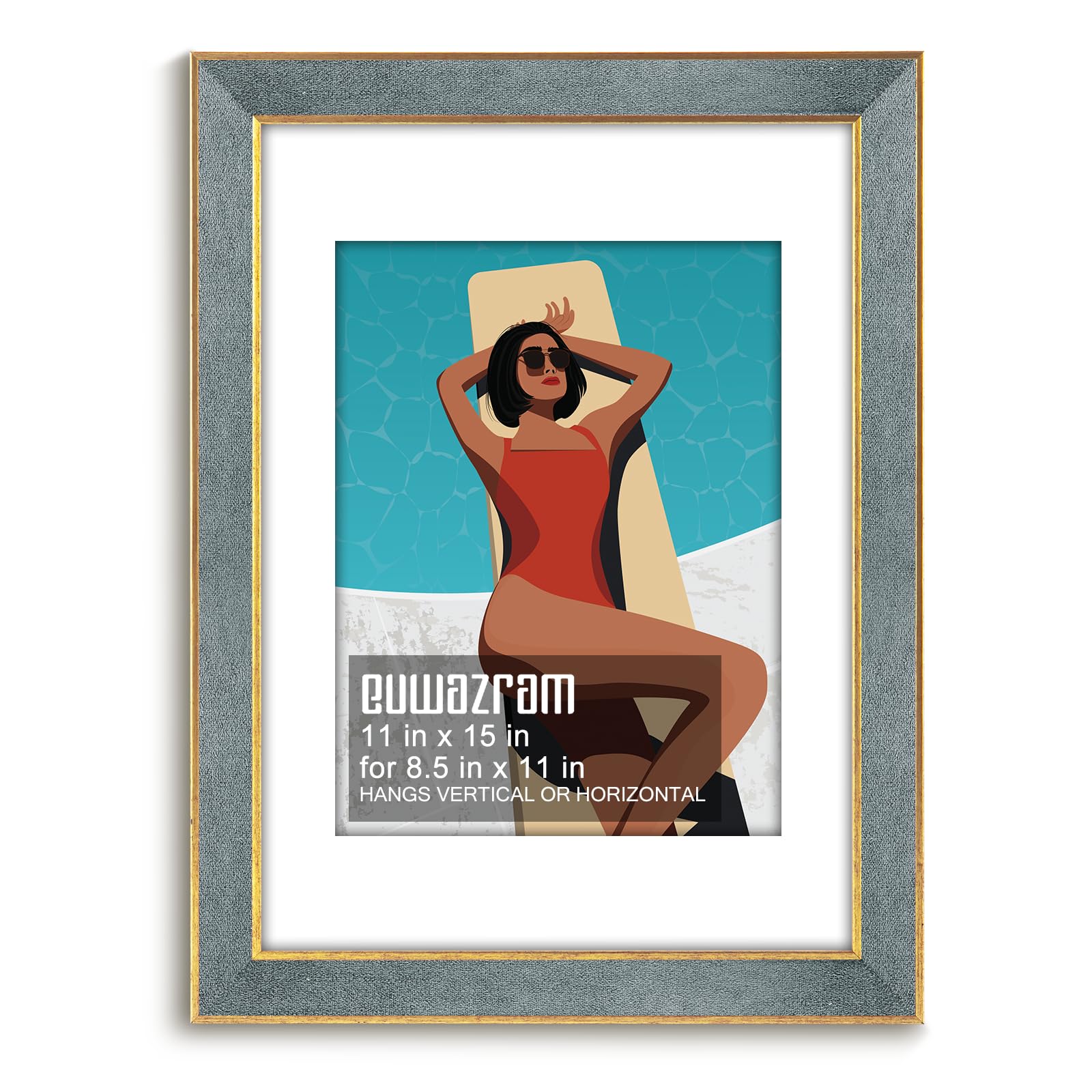 Photo 1 of euwazram Suede 11x15 Frame - Single Frame, Christmas Elegant Gray 11 x 15 Poster Frame with Mat for 8.5x11, 11x15 Picture Frames for Artwork, Puzzles, Photos and Movie Posters