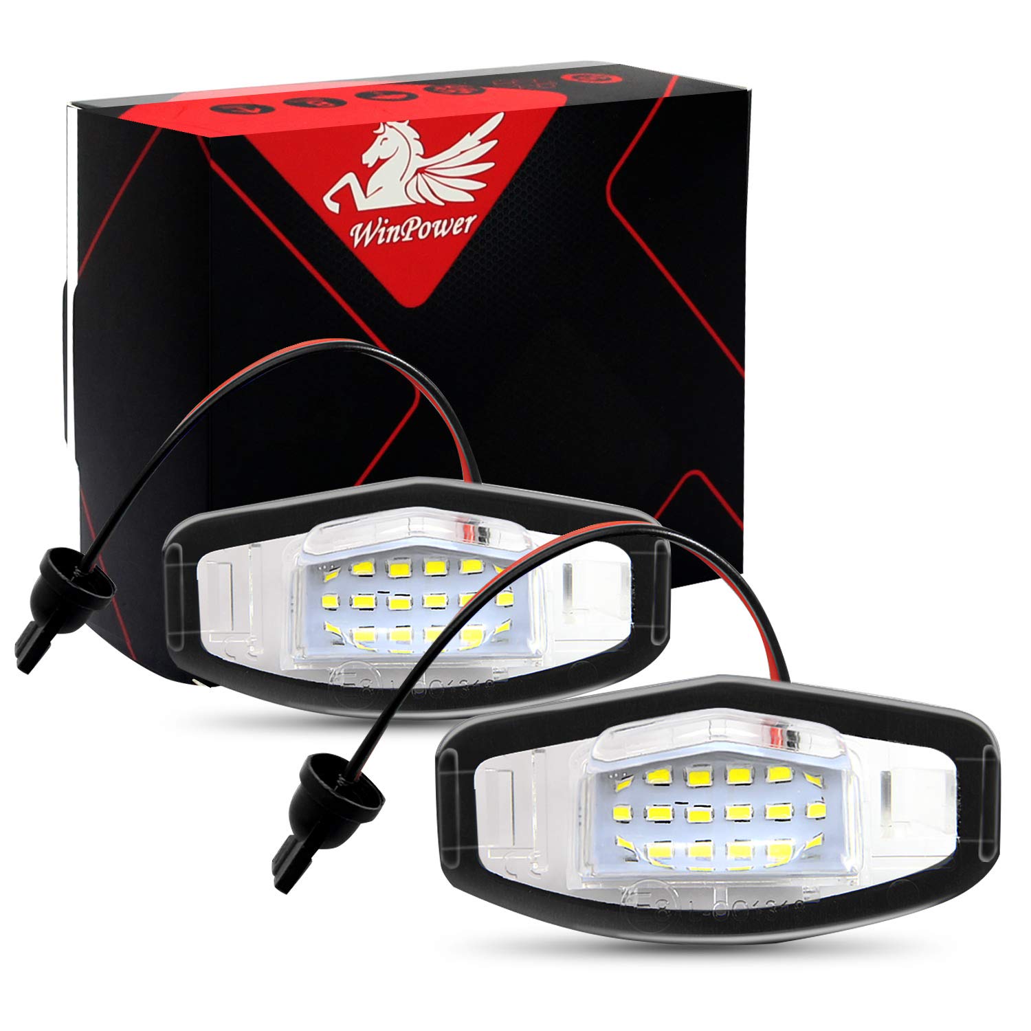 WinPower Number Plate Lights LED License Plate Light White Lamps Bulb 6000K Compatible with Civic 7 8 4D 5D Legend Accord 7 8 4D etc., 2 Pcs.