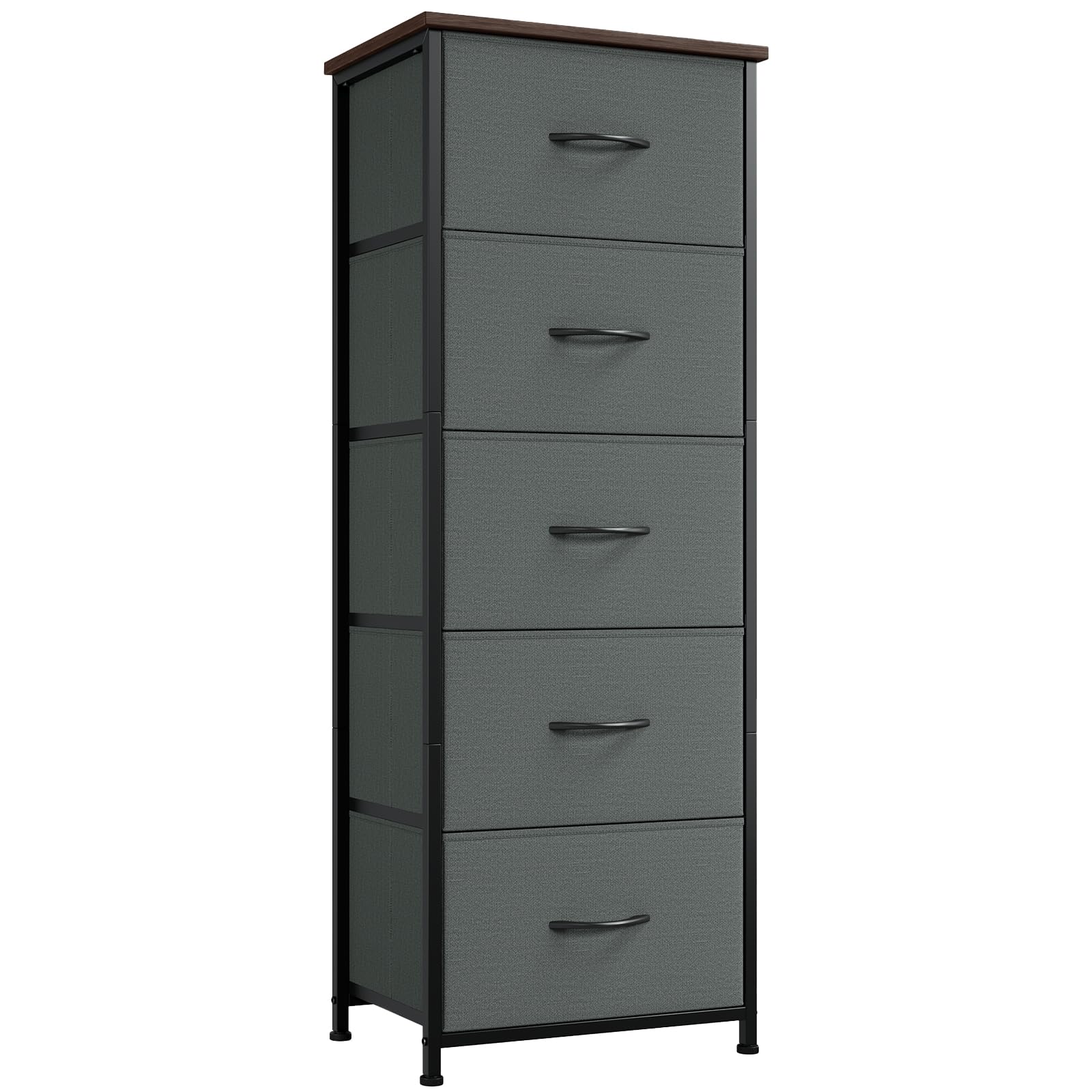 Photo 1 of Somdot Tall Dresser for Bedroom with 5 Drawers, Storage Chest of Drawers with Removable Fabric Bins for Closet Bedside Nursery Laundry Living Room Entryway Hallway, Charcoal Grey