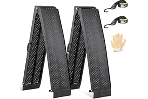 FACHNUO TOOL FACHNUO 2PC Aluminum Pickup Truck Ramp 7.5FT Capacity 1500LBS, Loading Ramps for Motorcycle with Handle, Lawn Mower, ATVs UTVs, Golf Cart, Lawn Mover, Folding Portable Shed Ramp