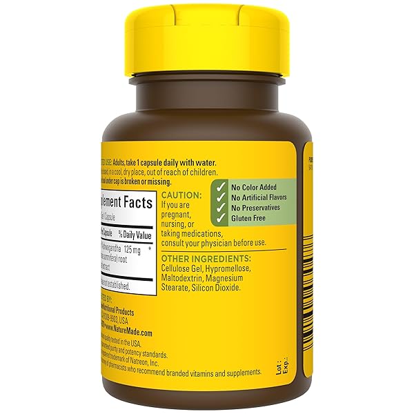NATURE MADE ASHWAGANDHA CAPSULES 125MG FOR STRESS SUPPORT, 60 CAPSULES, 60 DAY SUPPLY