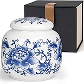 Small Urns for Human Ashes, Ceramic Memorial Mini Urns, Ceramic Urns for Female & Male Pet Ashes,Small Sharing Ash Keepsake with Exquisite Box Honor Your Loved One Lost(Blue &1S)