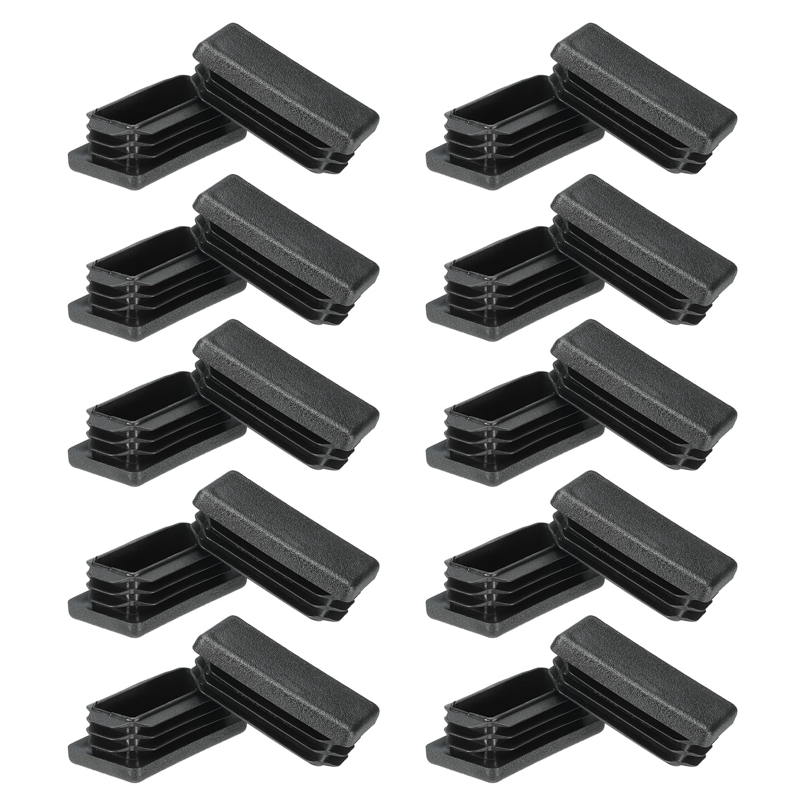 PATIKIL Rectangle Plastic Hole Plugs 2x0.7inch, 20 Pack Tubing Insert End Cap for Rectangle Metal Tubing Furniture Chair Leg Fence Post Pipe, Black