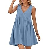 BerryGo Womens Summer Sleeveless Mini Dress Casual V Neck Beach Tank Babydoll Short Sundresses for Vacation Party 2025
