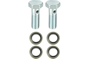 X AUTOHAUX 2 Set Universal Auto Banjo Bolt Brake Fitting Adapter Kit M10 x 1.5 Brake Line Thread Bolt with Washers