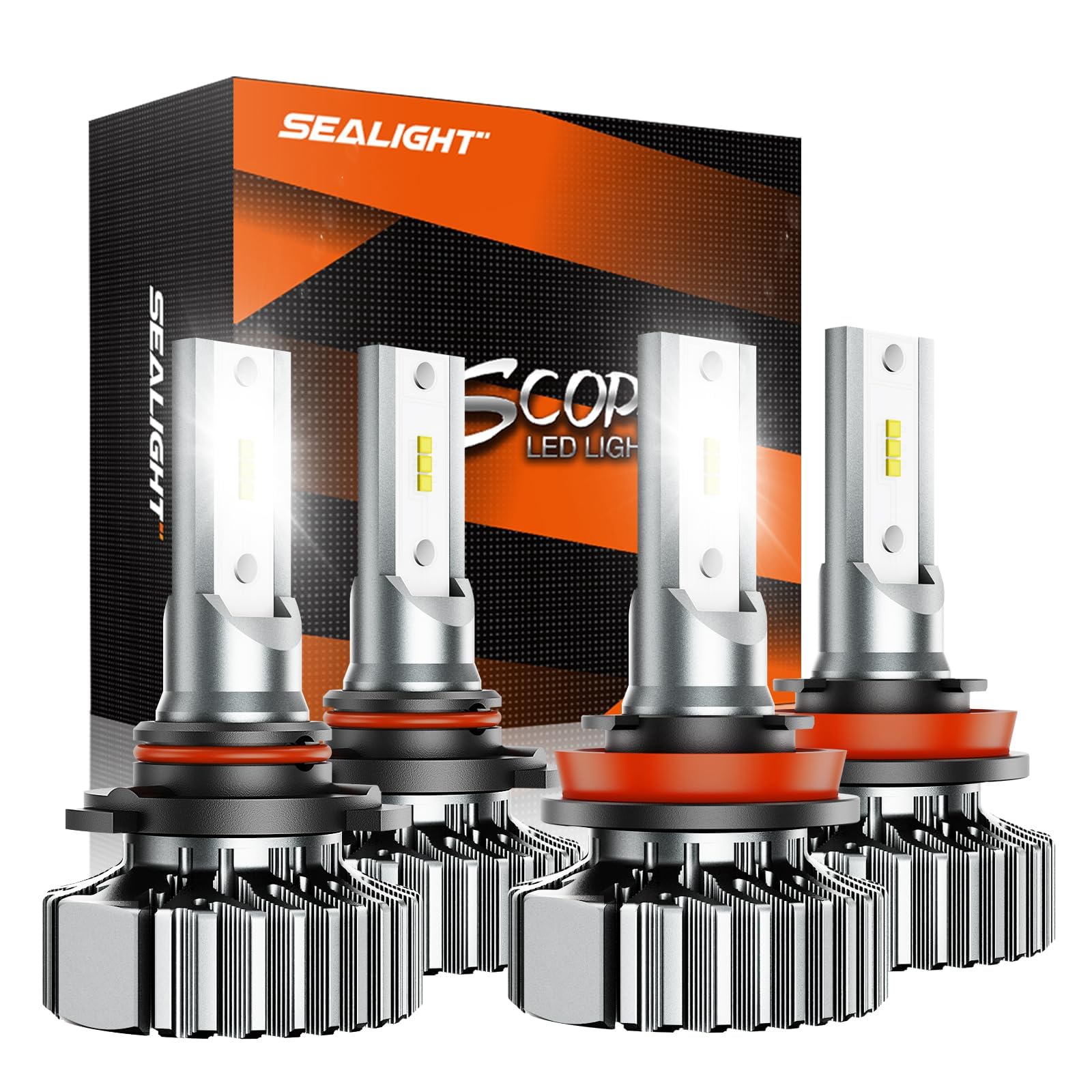SEALIGHT 9005 H11 Fog Light Bulbs, 58,000LM 6500K 8 X Brighter 9005 H11 Bulbs Combo, Plug N Play 1:1 Size 10 Years Long Lifespan, IP67 Waterproof for Vehicle ATVs & Powersports, Pack of 4 Image SEALIGHT 9005 H11 Fog Light Bulbs, 58,000LM 6500K 8 X Brighter 9005 H11 Bulbs Combo, Plug N Play 1:1 Size 10 Years Long Lifespan, IP67 Waterproof for Vehicle ATVs & Powersports, Pack of 4 Image