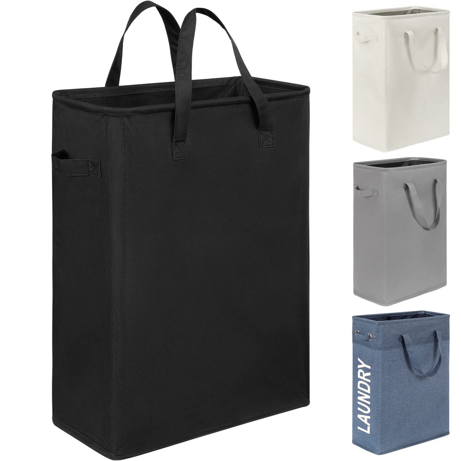 Chrislley Slim Laundry Basket Small Foldable Laundry Hamper Collapsible Washing basket Laundry Bin with Handle