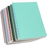 Yansanido Spiral Notebook, 6 Pcs A5 Thick Plastic Hardcover 8mm Ruled 6 Color 80 Sheets -160 Pages Journals for Study and Notes (6 colors, A5 5.7" x 8.3"-Ruled)