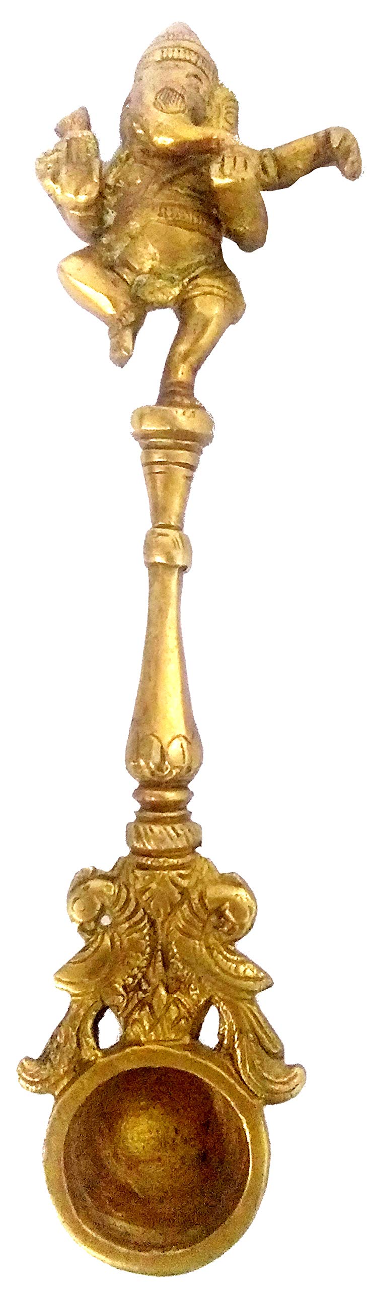 Purpledip Brass Aarti Hawan Udharini Ganesha: Pooja Spoon For Home Temple (11976)