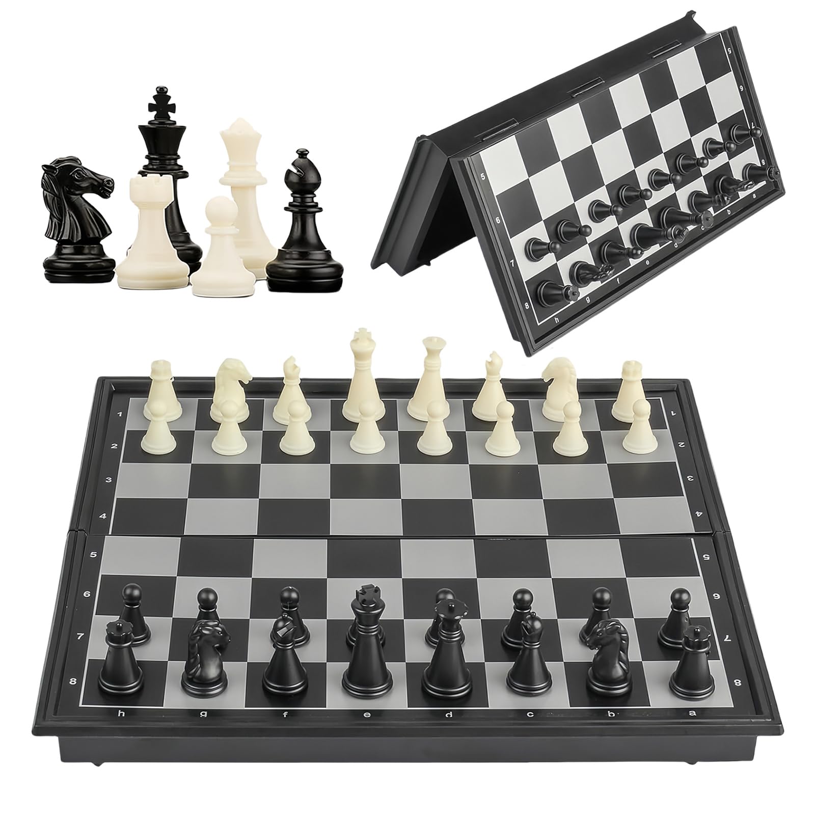 Cestamor Magnetic Chess Board Set - 10x10 Inch Folding Portable Traditional Strategy Game for Kids and Adults