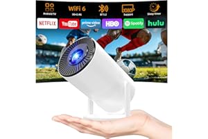 【Built-in Apps & Electric Focus】 Tecaki Mini Projector 1080P 4K Support with WiFi and Bluetooth 5.2, Portable Projector with 