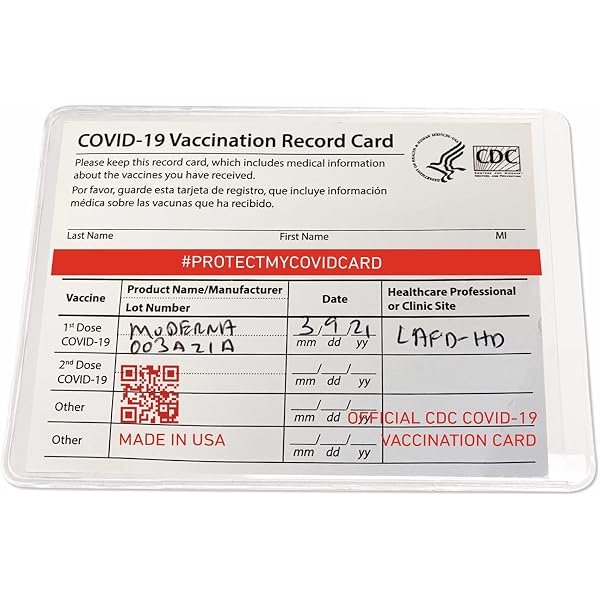 Amazon.com : Generic Official CDC COVID-19 Vaccination Card Protector  Custom Made in USA (3 Pack) Birthdate and Medical Info Hidden by Hashtag  red line, Clear Recycled Plastic With Red Text and Images,