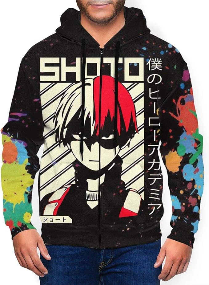 ETFDCDFEW My Hero Academia Men Hoodies with Hat 3D FullZip Sweatshirt Travel Hoodie Amazon.ca