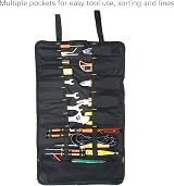 Lairun Tool Roll Organizer Bag Blue Polyester Multi Pocket Hand Roll-Up Tote view 2