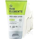 Raw Elements Face and Body Mineral Sunscreen SPF 30 Tube, Organic Sunblock Daily Protection, Non Toxic Reef Safe, Water Resistant, Cruelty Free, 3 oz (Pack of 1)