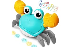 Pbooo Crawling Crab Baby Toy, Interactive Walking Dancing Moving Crab Toy (Infrared Sensing) 3-6 6-12 Months, Toddler Learning Tummy Time Crab, Infant Music Sensory Birthday Gifts
