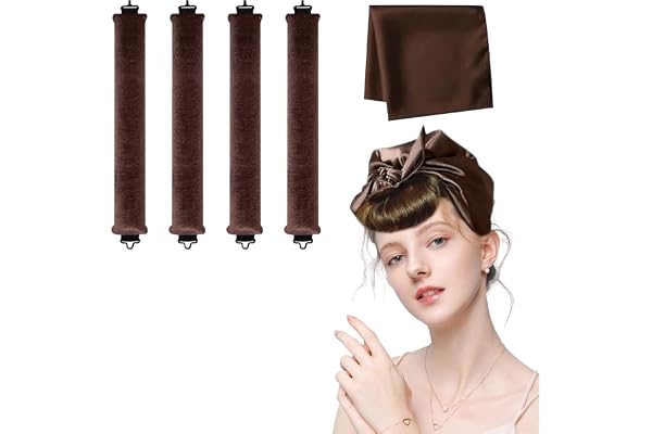 4 Pcs Heatless Hair Curler Jumbo Heatless Curls Flexi Rods to Sleep in Overnight Rods with Scarf Styling Tools No Heat Satin